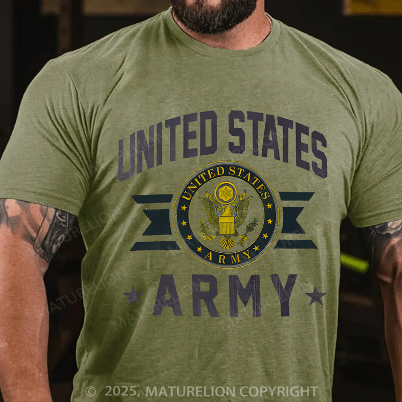 Maturelion Men's T-shirt vintage inspired Army distressed Cotton T-shirt