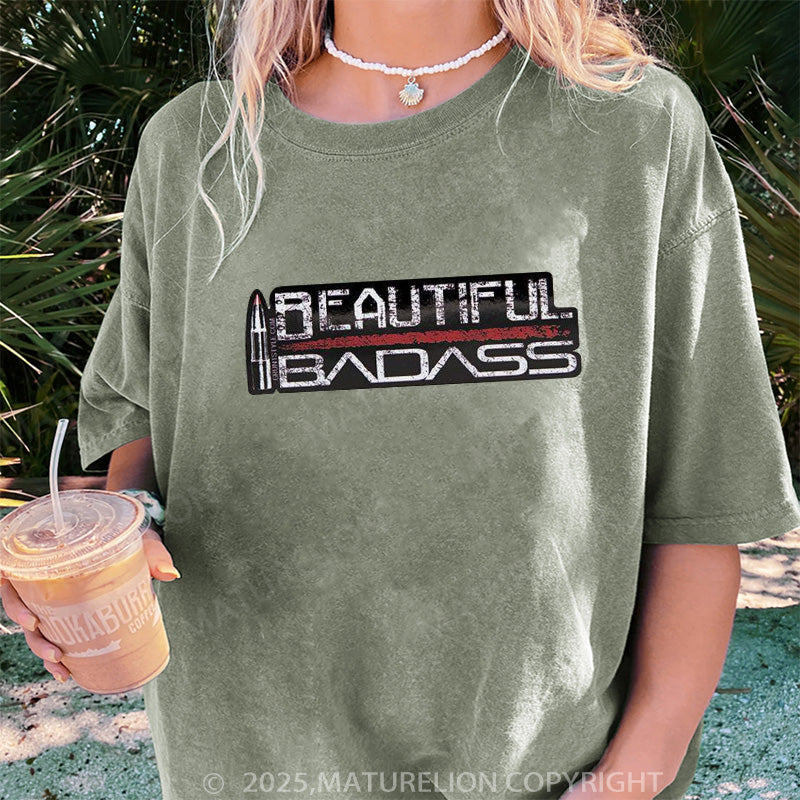 Maturelion Women's T-shirt Beautiful Badass DTG Washed T-shirt