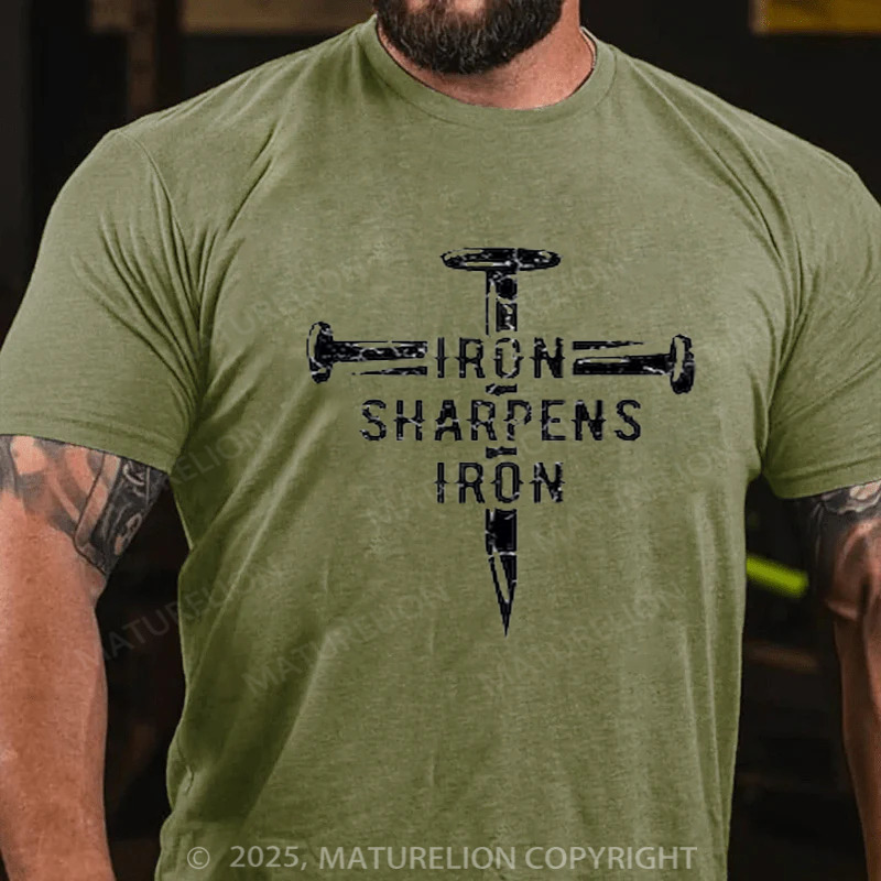 Maturelion Men's T-shirt Iron Sharpens Iron Cotton T-shirt