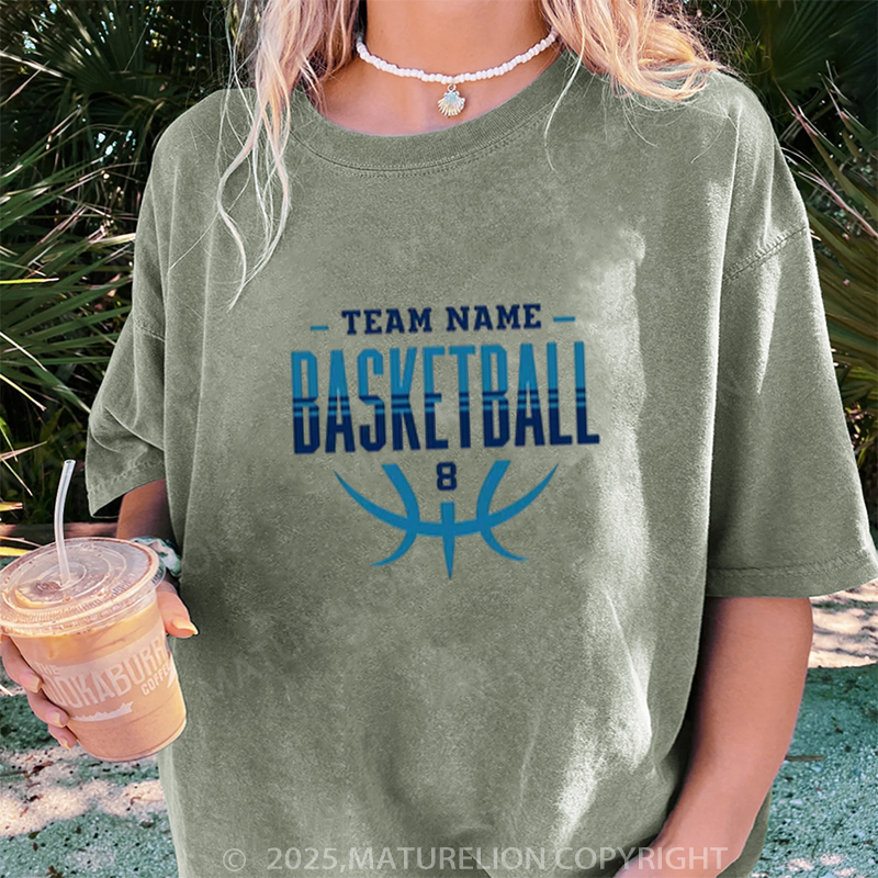 Maturelion Women's T-shirt Custom Basketball DTG Washed T-shirt