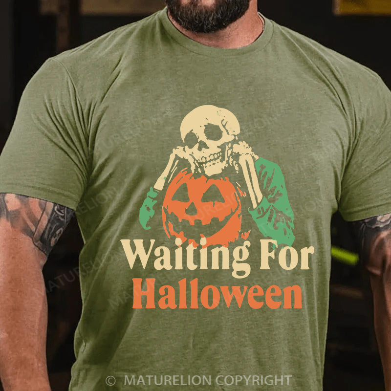 Maturelion Men's T-shirt Waiting For Halloween Cotton T-shirt