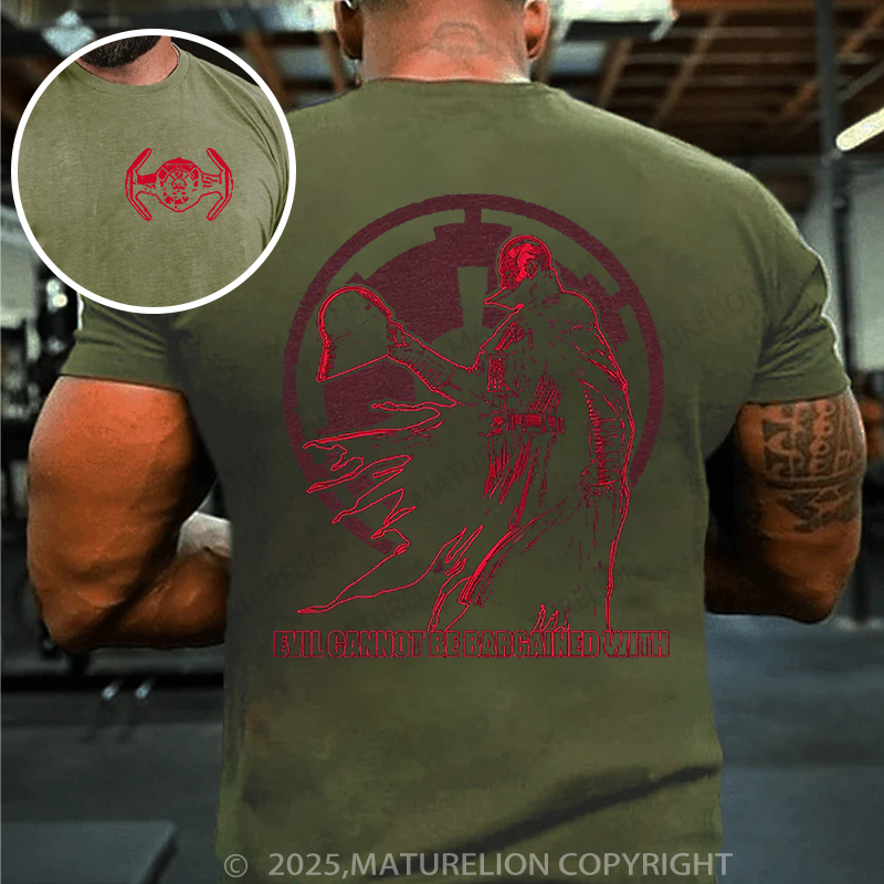 Maturelion Men's T-shirt Evil Cannot Be Bargained With Cotton T-shirt