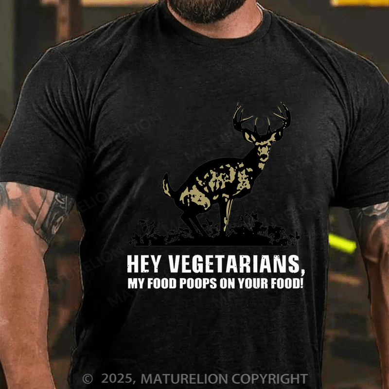 Maturelion Men's T-shirt Food Poops Vegetarians Essential Cotton T-shirt