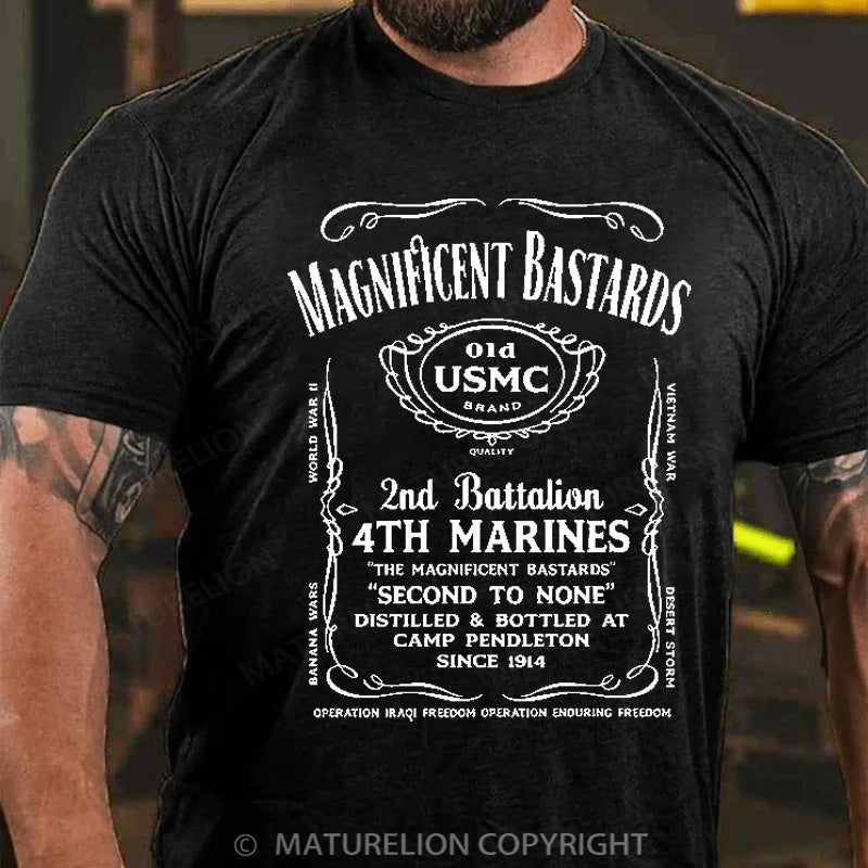 Maturelion Men's T-shirt Marines Whiskey Label Motto Cotton T-shirt