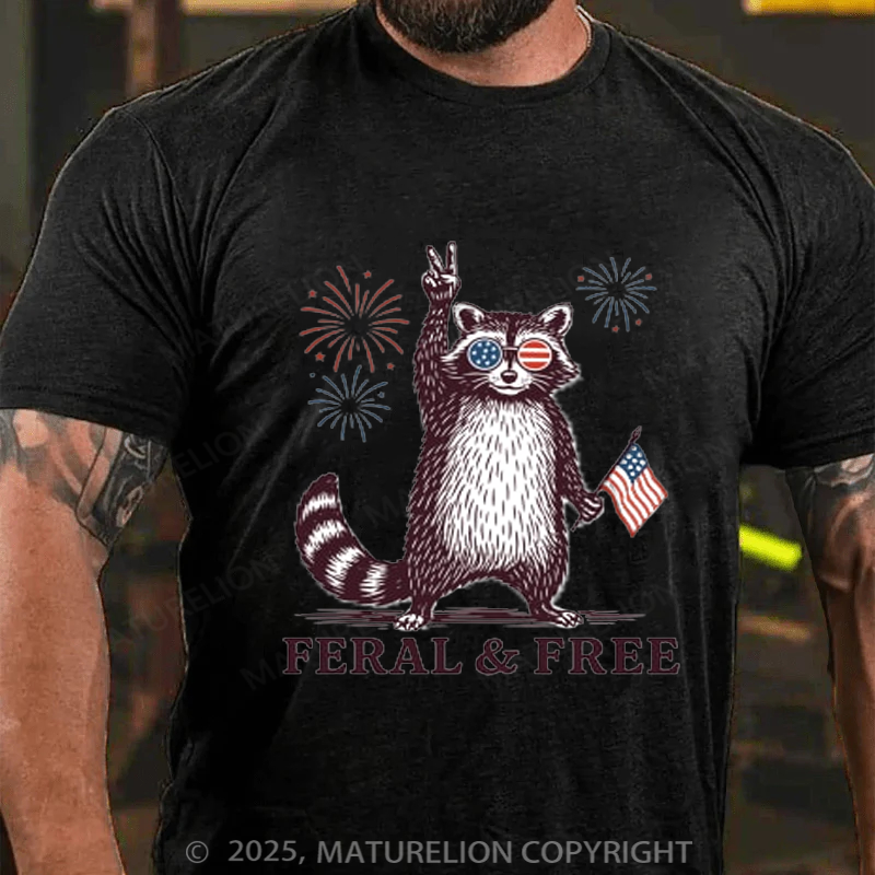 Maturelion Men's T-shirt feral-and-free 4th Of July T-shirt