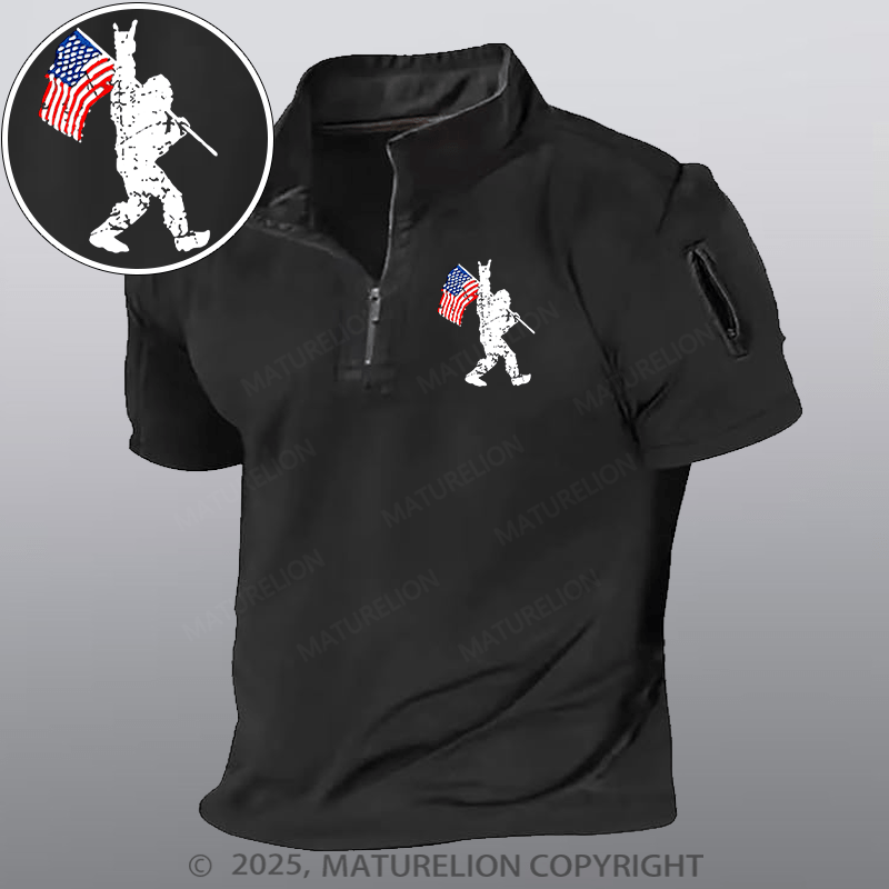 Maturelion Men's Henley Shirt Bigfoot Graphic Henley Shirt