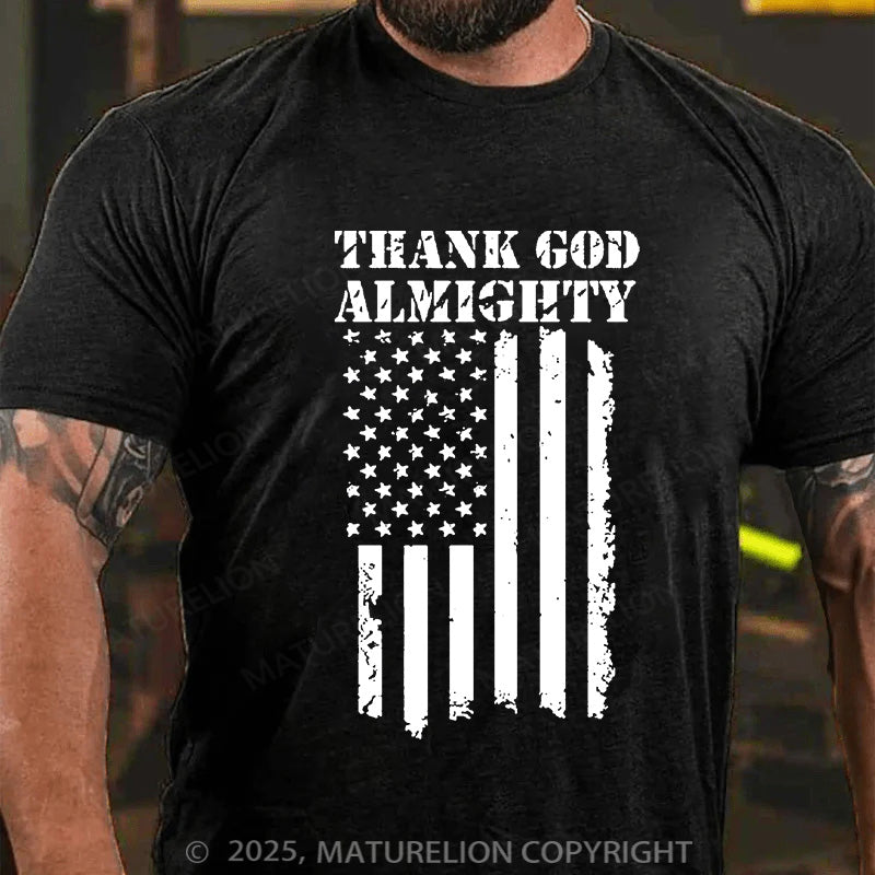 Maturelion Men's T-shirt Thank God Almighty Cotton T-shirt