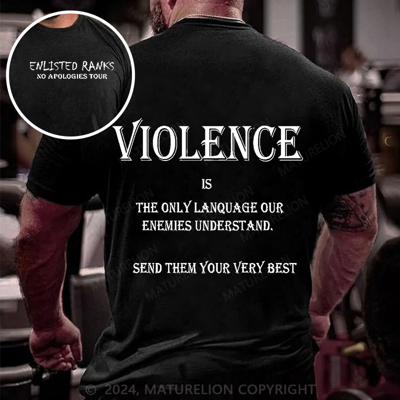 Maturelion Men's T-Shirt Violence Cotton T-Shirt