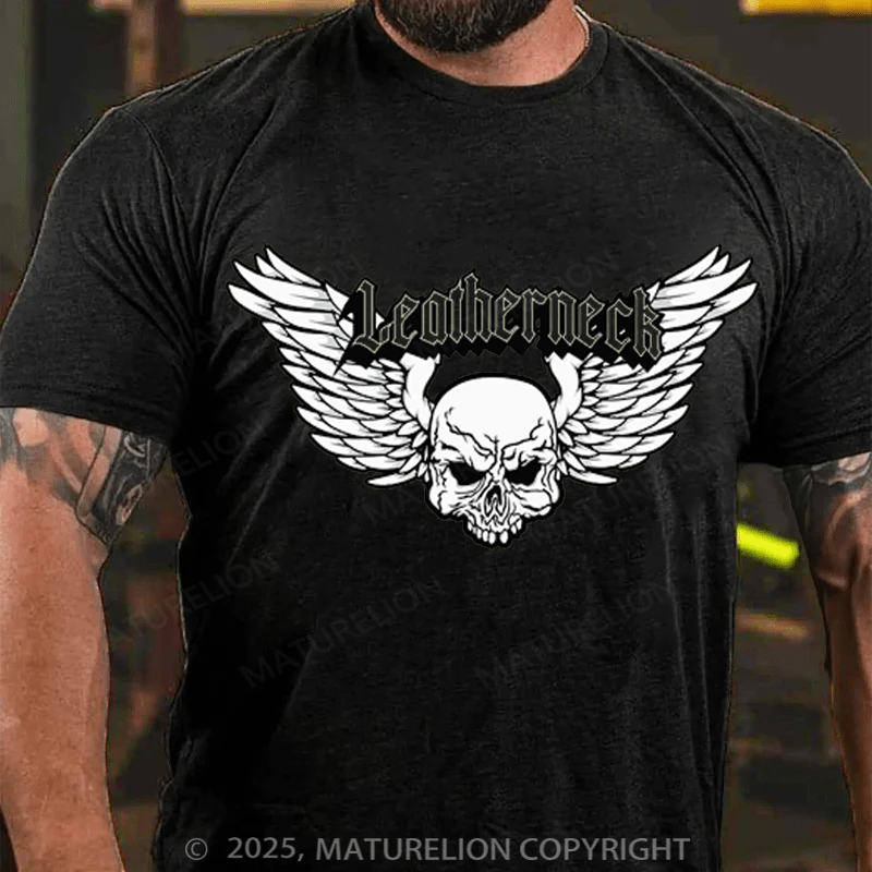 Maturelion Men's T-shirt Leatherneck Skull Cotton T-shirt