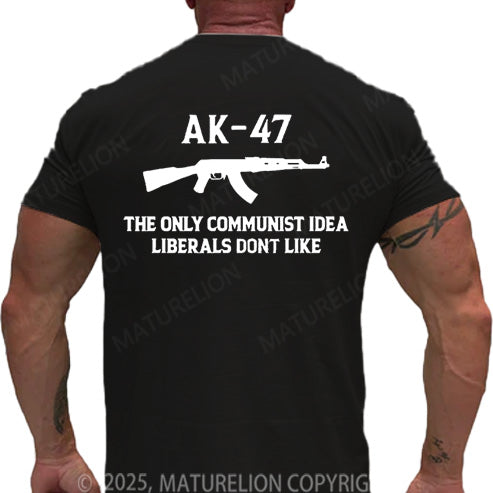 Maturelion Men's T-shirt AK-47 The Only Communist Idea Liberals Don't Like Cotton T-shirt