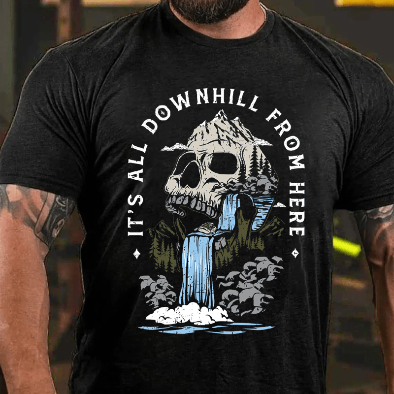 Maturelion Men's T-Shirt It's All Downhill From Here Cotton T-Shirt