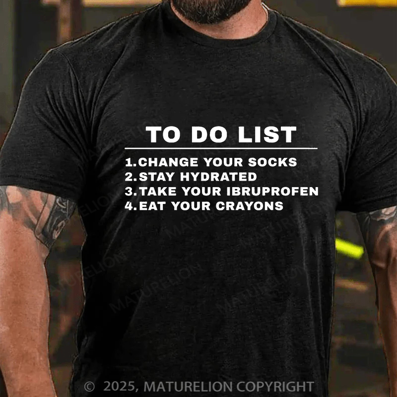 Maturelion Men's T-shirt To Do List Cotton T-shirt