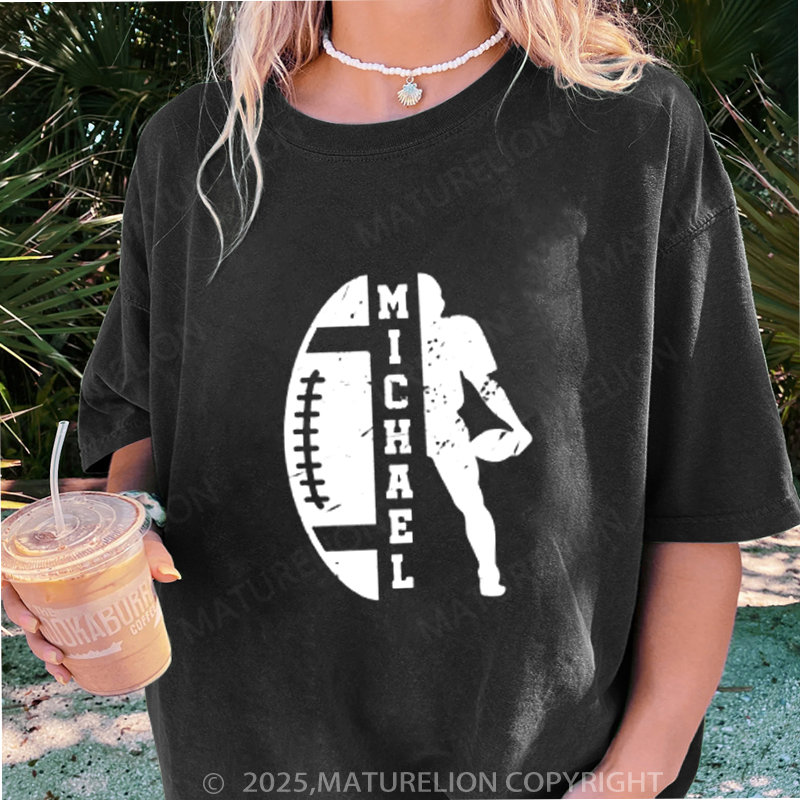 Maturelion Women's T-shirt Custom Football DTG Washed T-shirt