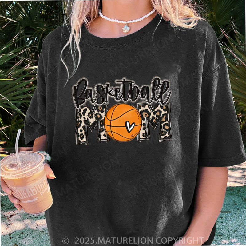 Maturelion Women's T-shirt Basketball Mom DTG Washed T-shirt