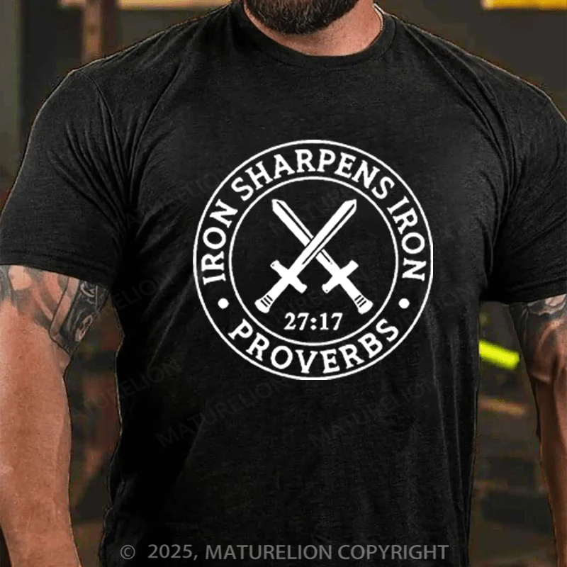 Maturelion Men's T-shirt Iron Sharpens Iron Cotton T-shirt