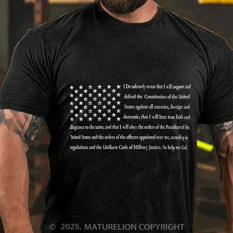 Maturelion Men's T-shirt Mlitary Oath of Enlistment U.S. Flag Cotton T-shirt