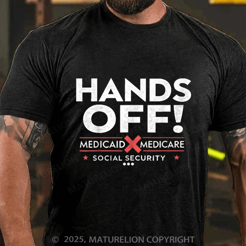 Maturelion Men's T-shirt Hands Off Cotton T-shirt