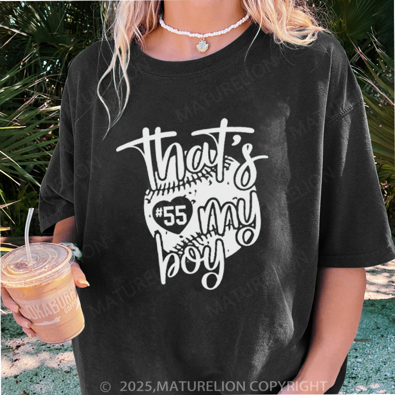 Maturelion Women's T-shirt That's My Boy Custom Sport DTG Washed T-shirt