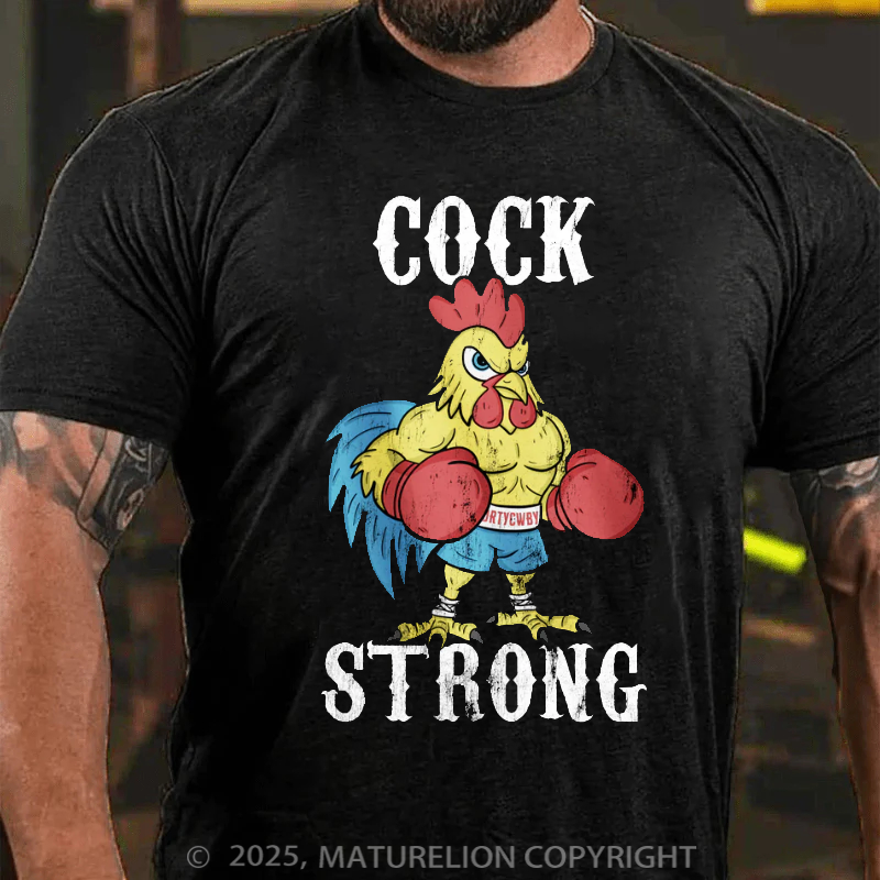 Maturelion Men's T-Shirt Boxing Chicken Cck Strong Cotton T-Shirt