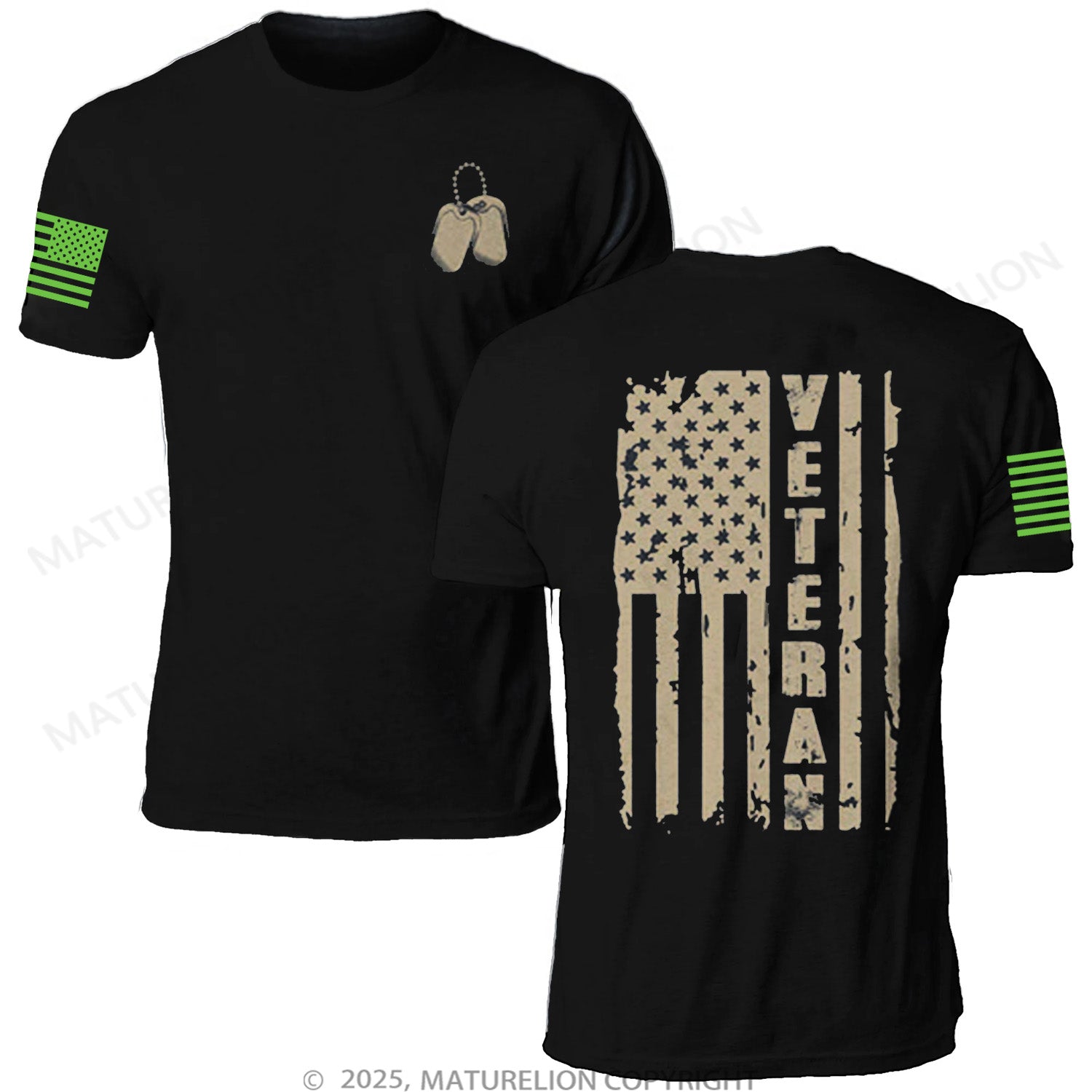 Maturelion Unisex T-Shirt Veteran Flag Memorial T-shirt