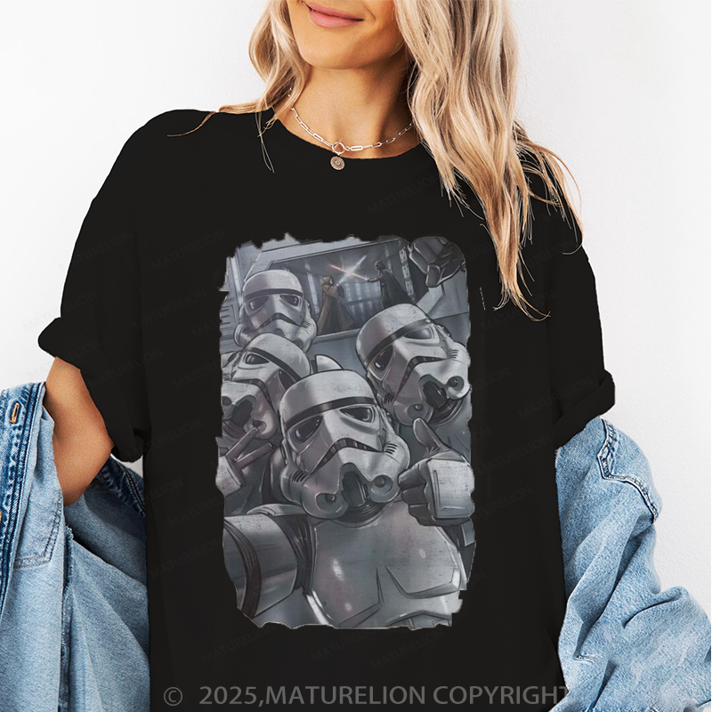 Maturelion Women's T-Shirt Vintage Star Wars Storm Strooper Selfie Cotton T-Shirt