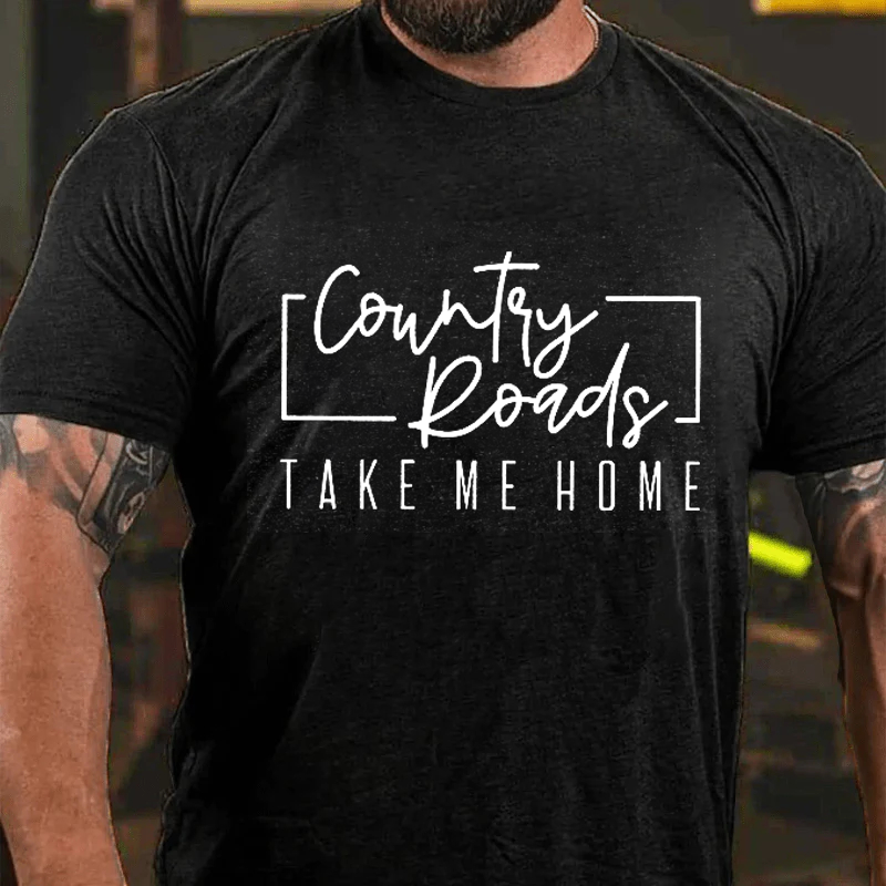 Maturelion Men's T-Shirt Country Music Country Roads Take Me Home Cotton T-Shirt