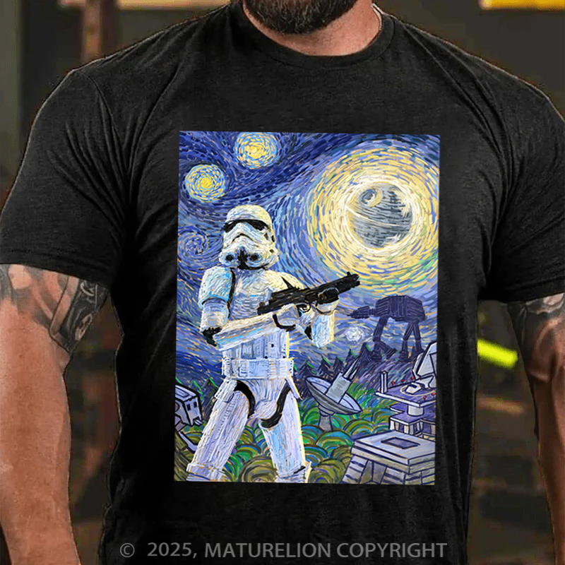 Maturelion Men's T-Shirt Star Wars Stormtrooper Starry Night Cotton T-Shirt