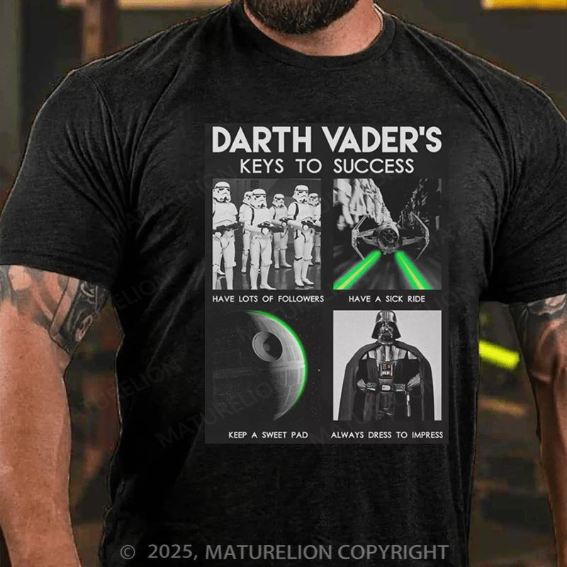 Maturelion Men's T-Shirt Darth Vader's Keys To Success Cotton T-Shirt