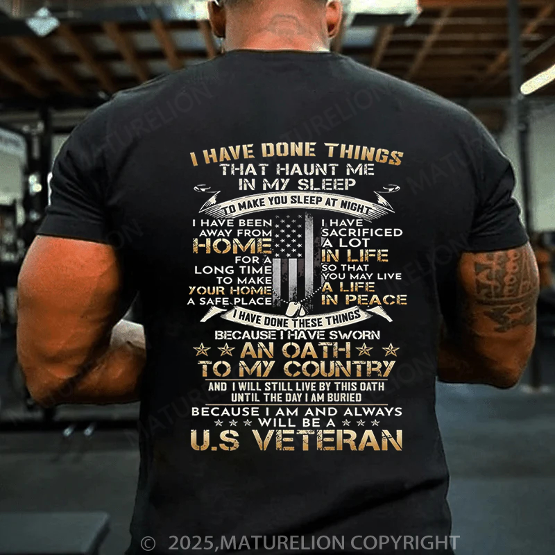 Maturelion Men's T-shirt US Veteran Cotton T-shirt