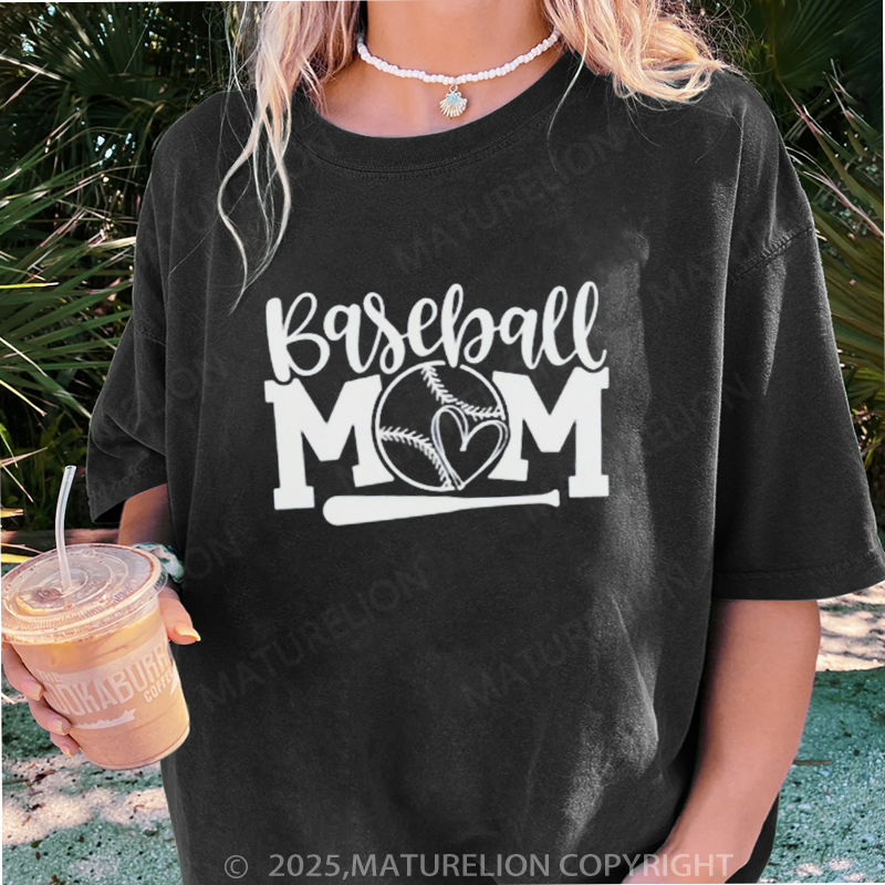 Maturelion Women's T-shirt Baseball Gifts DTG Washed T-shirt