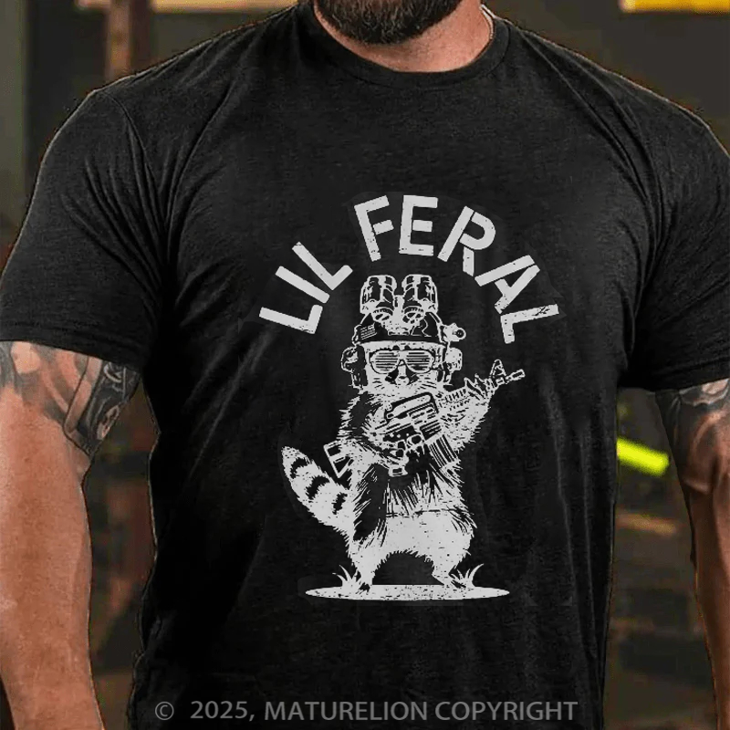 Maturelion Men's T-Shirt Lil Feral Raccoon Cotton T-Shirt