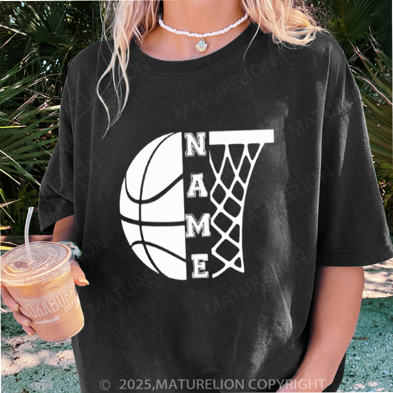 Maturelion Women's T-shirt Customized Basketball DTG Washed T-shirt