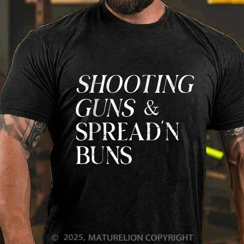 Maturelion Men's T-Shirt Shooting Guns & Spread'n Buns Cotton T-Shirt