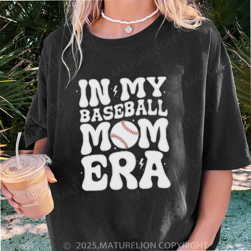 Maturelion Women's T-shirt Custom Baseball Mom DTG Washed T-shirt