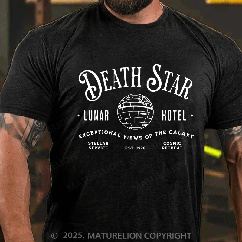 Maturelion Men's T-Shirt Death Star Lunar Hotel Cotton T-shirt