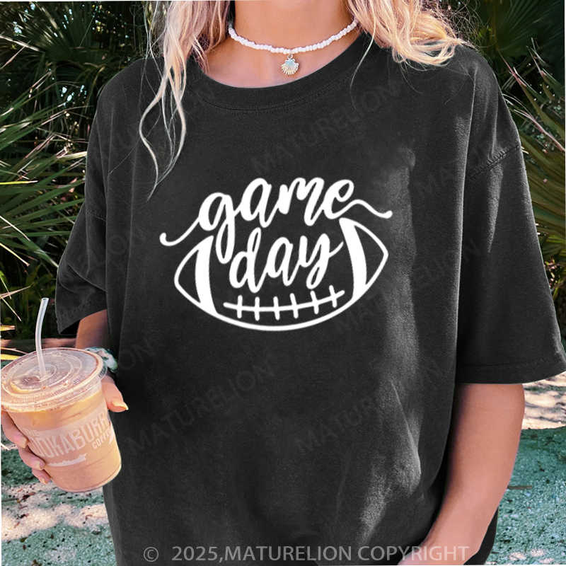 Maturelion Women's T-shirt Game Day Football DTG Washed T-shirt