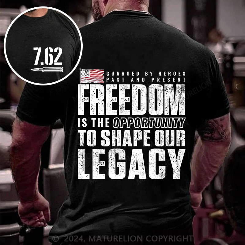 Maturelion Men's T-Shirt Freedom Guarded by Heroes Vintage Cotton T-Shirt