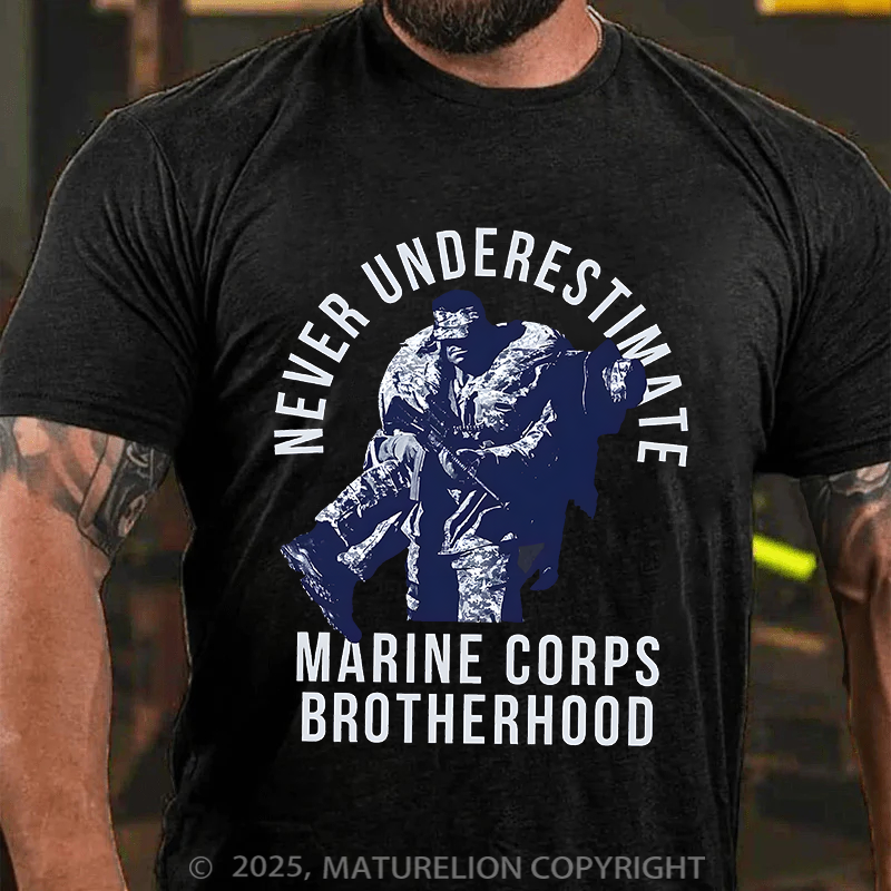 Maturelion Men's T-Shirt Never Underestimate Brotherhood Cotton T-Shirt