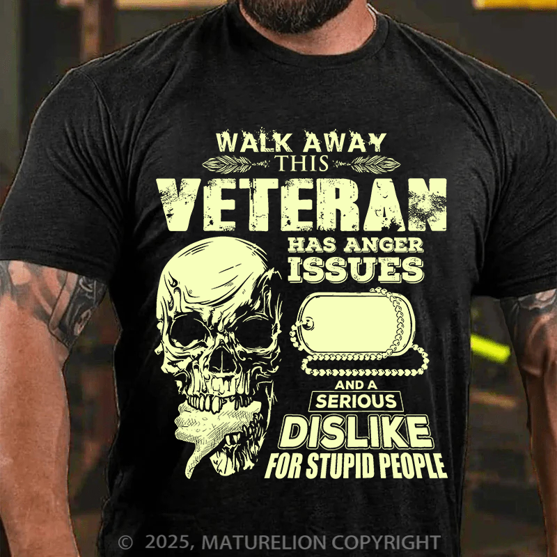 Maturelion Men's T-Shirt Veteran Skull Cotton T-Shirt