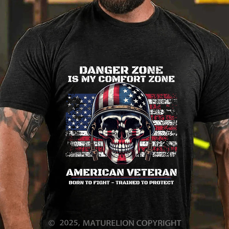 Maturelion Men's T-Shirt Veteran American Flag Cotton T-Shirt