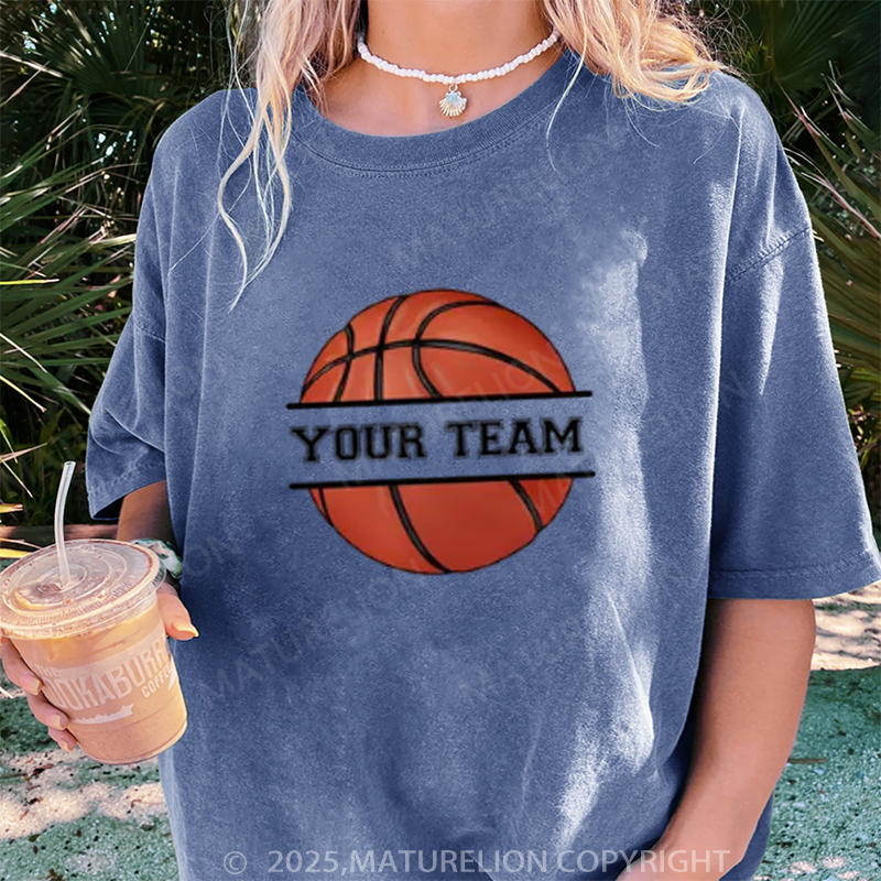 Maturelion Women's T-shirt Personalized Basketball DTG Washed T-shirt