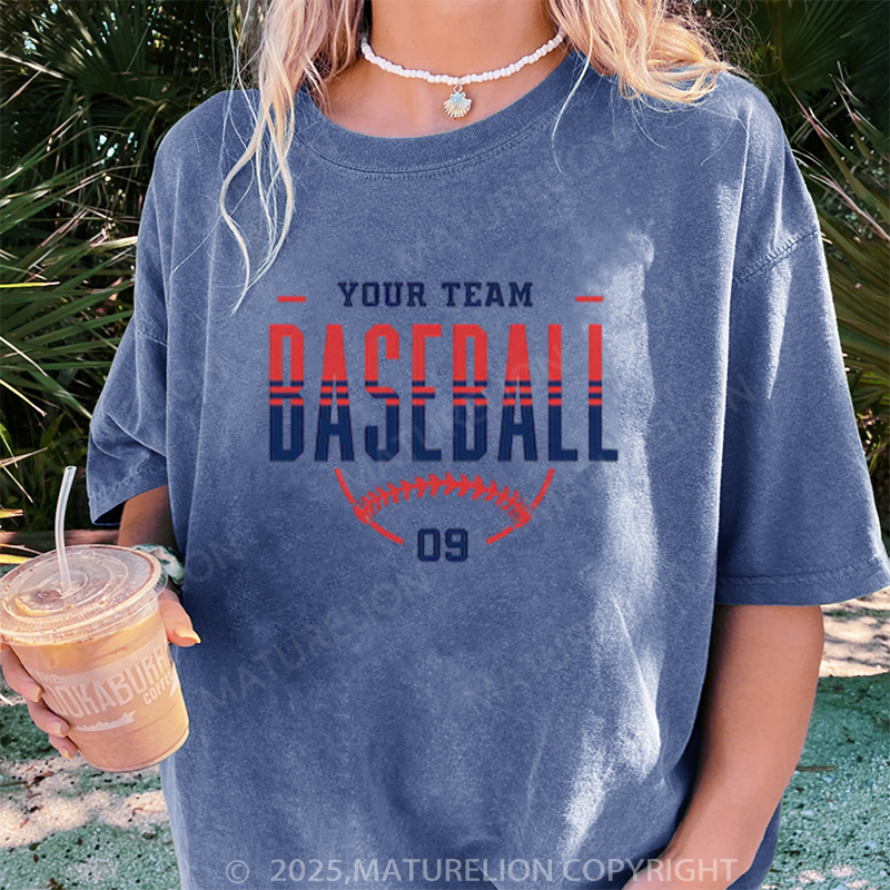 Maturelion Women's T-shirt Personalized Baseball DTG Washed T-shirt