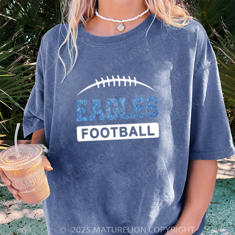 Maturelion Women's T-shirt Glitter Football Glitter DTG Washed T-shirt
