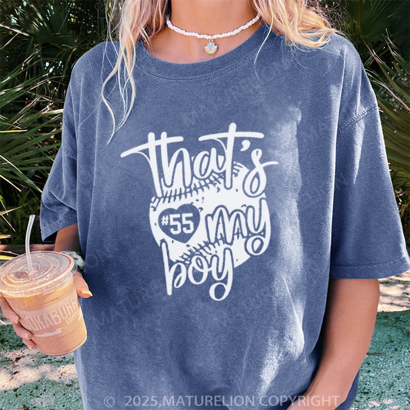 Maturelion Women's T-shirt That's My Boy Custom Sport DTG Washed T-shirt