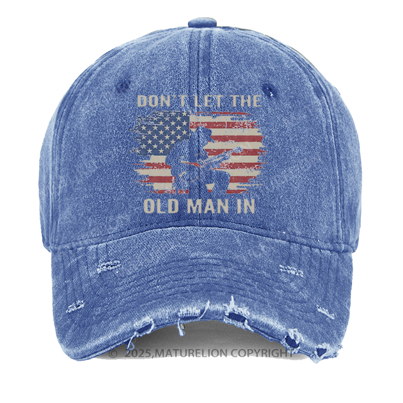 Maturelion Men's Cap Don't Let The Old Man In Cowboy US Flag Washed Vintage Cap