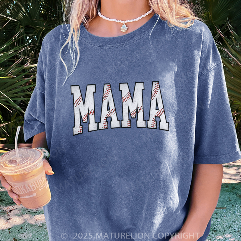 Maturelion Women's T-shirt Gift For Baseball Lover Mom DTG Washed T-shirt