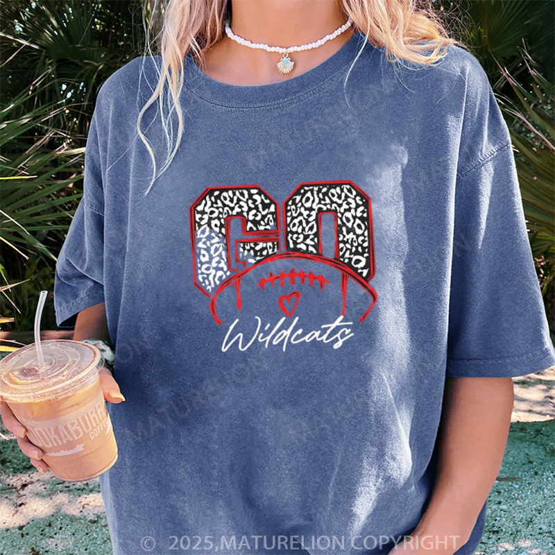 Maturelion Women's T-shirt Go Leopard Football DTG Washed T-shirt