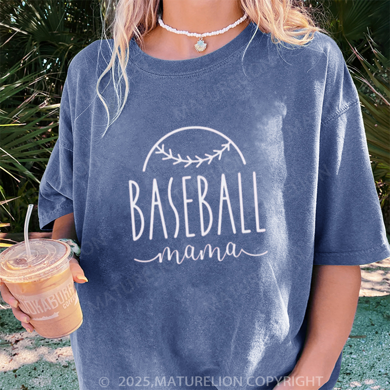 Maturelion Women's T-shirt Baseball Mama DTG Washed T-shirt