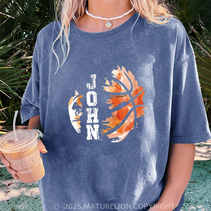 Maturelion Women's T-shirt Personalized Basketball DTG Washed T-shirt