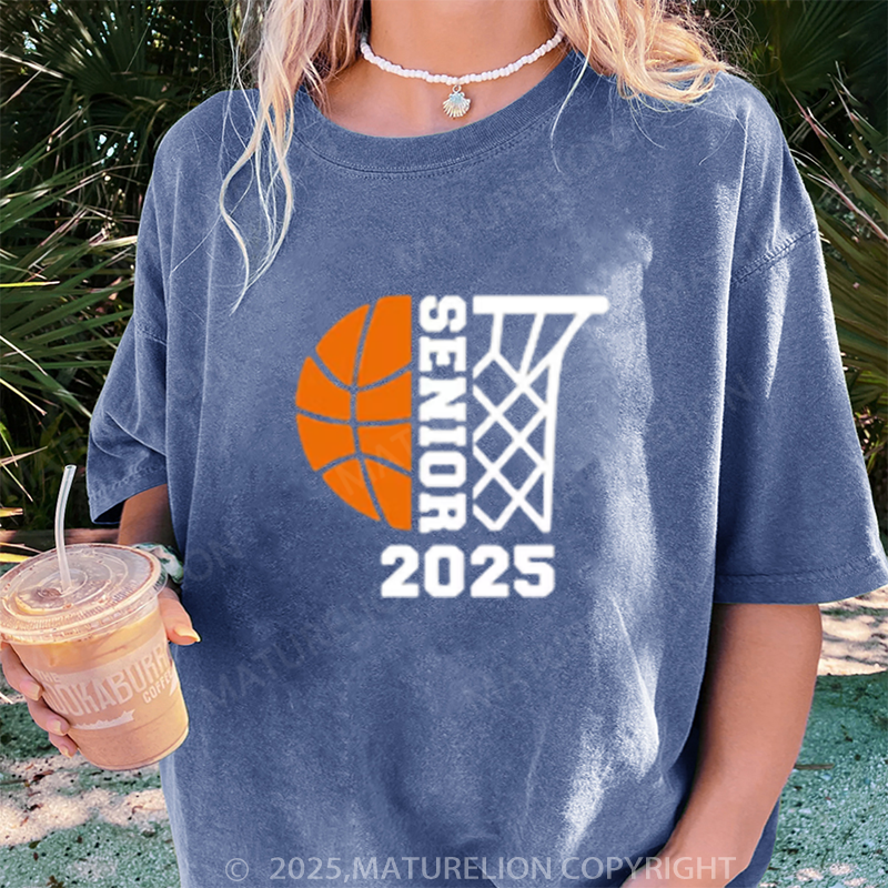 Maturelion Women's T-shirt Senior Basketball DTG Washed T-shirt
